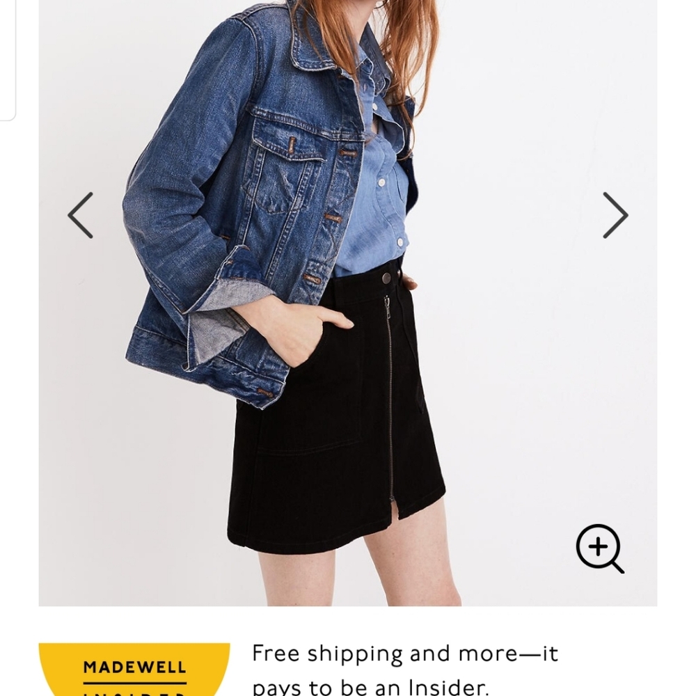 denim utility zip skirt in black forest